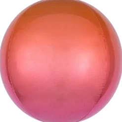 Ballon Orbz ombré en aluminium - 38 x 40 cm - Rouge et Orange