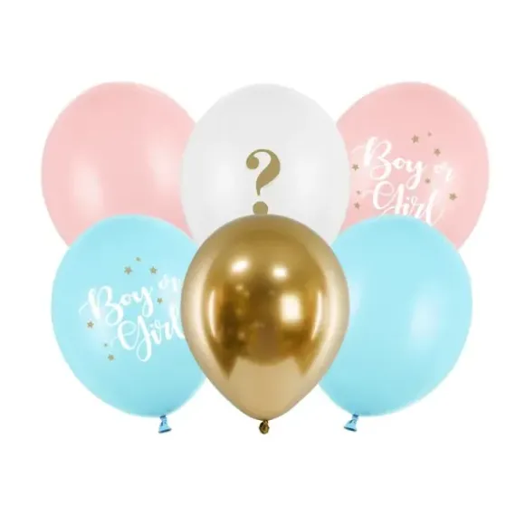 6 ballons assortis pour Gender Reveal - 30 cm