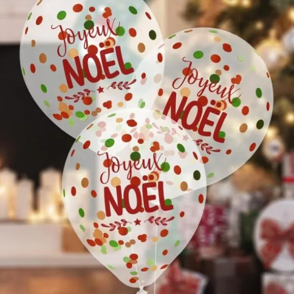 6 ballons à confettis - Diamètre 30 cm - Joyeux Noël