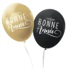 8 Ballons de baudruche " Bonne Année " - Noir & Or - 30 cm