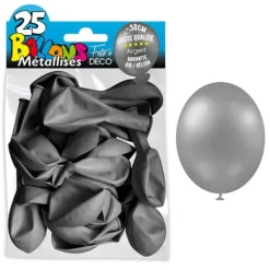 25 Ballons de baudruche métallisés - Gris argenté