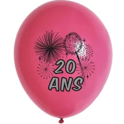10 Ballons de Baudruche Multicolore Anniversaire 20 ans