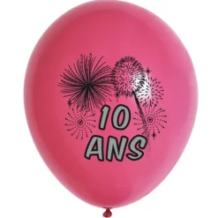 10 Ballons de Baudruche Multicolore Anniversaire 10 ans