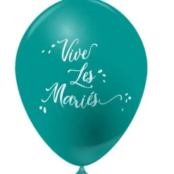 10 Ballons de Baudruche - Vive les Mariés - Vert Jade