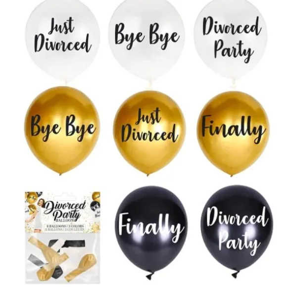 8 ballons en latex - 30 cm - Fête du divorce