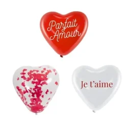 6 ballons en latex en forme de cœur - Saint-Valentin - Collection Chéri Chérie