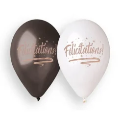 5 Ballons Félicitations - Noir & Blanc
