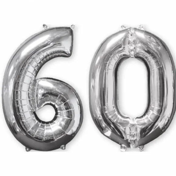 Ballons Hélium - 60 ans - Argentés