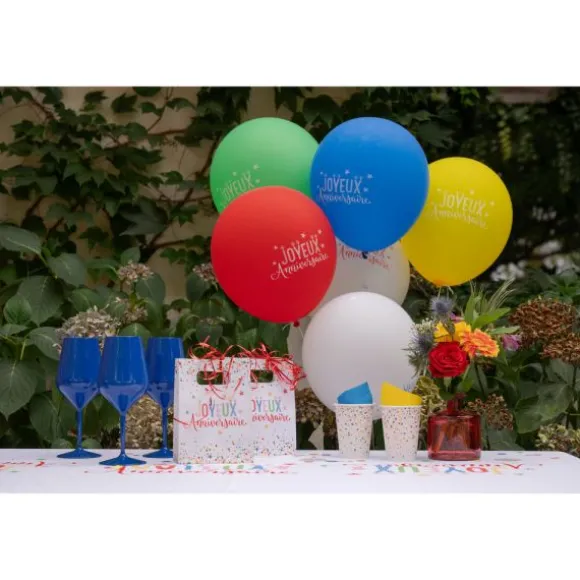 6 ballons "Joyeux Anniversaire" en latex - Diamètre 30 cm - Collection Anni' Festy
