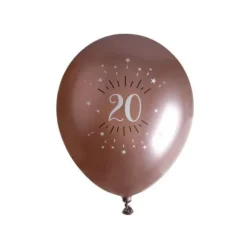 6 Ballons Métalliques - Joyeux Anniversaire Etincelant - Rose Gold - Age au Choix