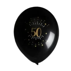 8 Ballons Métalliques - Joyeux Anniversaire Etincelant - Noir & Or - Age au Choix