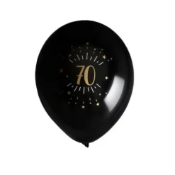 8 Ballons Métalliques - Joyeux Anniversaire Etincelant - Noir & Or - Age au Choix