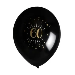 8 Ballons Métalliques - Joyeux Anniversaire Etincelant - Noir & Or - Age au Choix