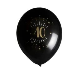 8 Ballons Métalliques - Joyeux Anniversaire Etincelant - Noir & Or - Age au Choix