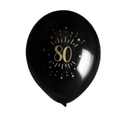 8 Ballons Métalliques - Joyeux Anniversaire Etincelant - Noir & Or - Age au Choix