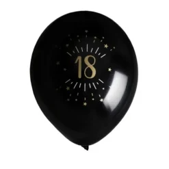8 Ballons Métalliques - Joyeux Anniversaire Etincelant - Noir & Or - Age au Choix