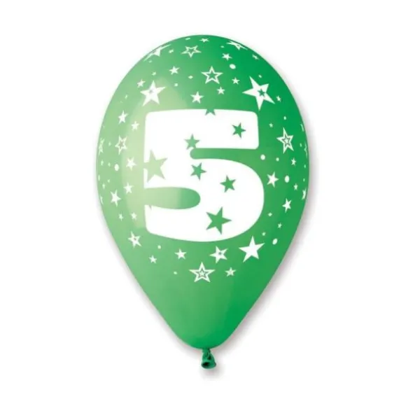 10 Ballons multicolores - 30 cm - Chiffre 5