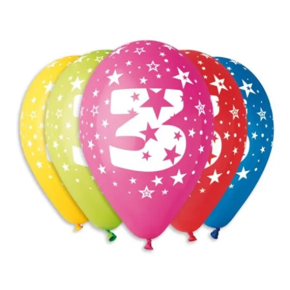 10 Ballons multicolores - 30 cm - Chiffre 3