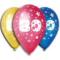 8 Ballons multicolores - 25 cm - Nombre 80