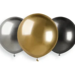 3 ballons Shiny Assortis - Argent, Or & Gris Sidéral - 48 cm