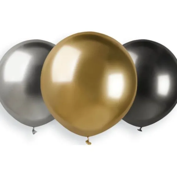 3 ballons Shiny Assortis - Argent, Or & Gris Sidéral - 48 cm