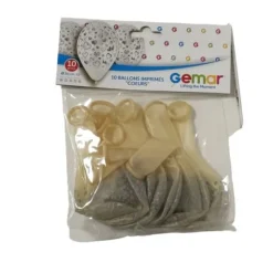 10 Ballons Transparents Cœur - 30 cm - Argent