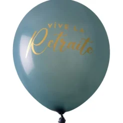 6 ballons "Vive la Retraite" en latex - Diamètre 30 cm - Collection Retraite Dorée