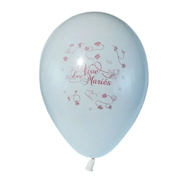 10 Ballons Vive les Mariés Couleur Blanc