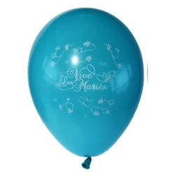 10 Ballons Vive les Mariés Couleur Turquoise