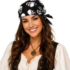 Bandana noir de Pirate avec têtes de mort