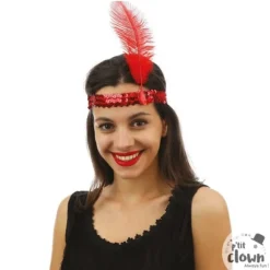 Bandeau Charleston à sequins avec plume - Couleur au choix