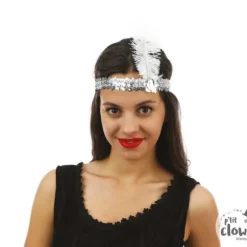 Bandeau Charleston à sequins avec plume - Couleur au choix