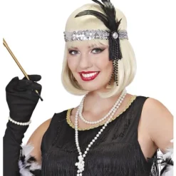 Bandeau Charleston Sequins et Plumes - Argent