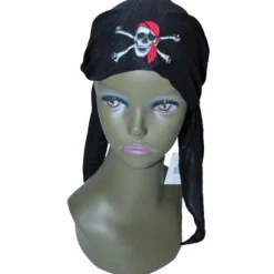 Bandeau de Pirate en tissu - Noir - Tête de Mort