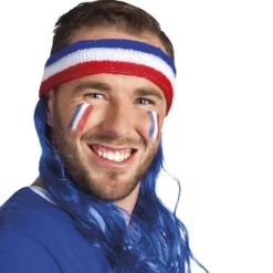 Bandeau Tricolore de Supporter Cheveux Bleus - France