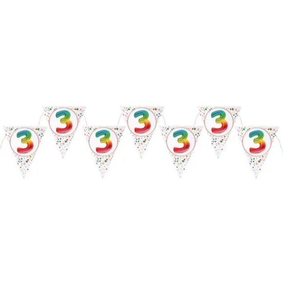Banderole de 7 fanions pour anniversaire - 3 m - Collection Anni' Festy - Âge au choix