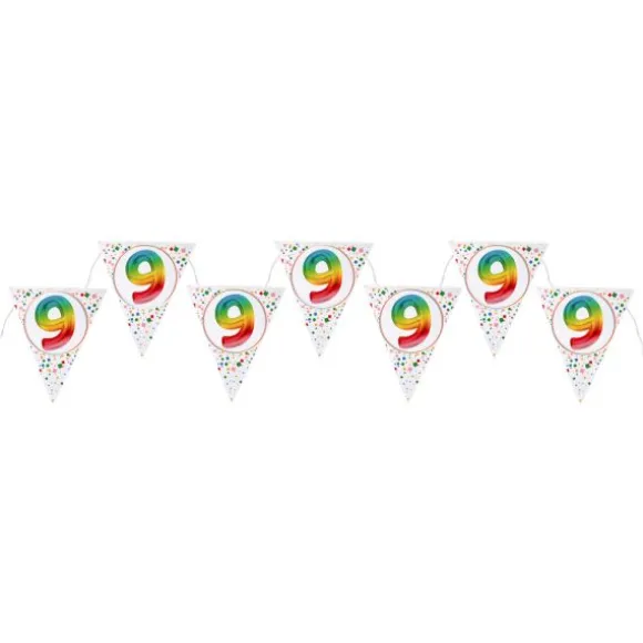 Banderole de 7 fanions pour anniversaire - 3 m - Collection Anni' Festy - Âge au choix