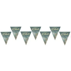 Banderole de 7 fanions "Vive la Retraite" en carton - 3 m - Collection Retraite Dorée - Couleur au choix