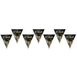 Banderole de 7 fanions "Vive la Retraite" en carton - 3 m - Collection Retraite Dorée - Couleur au choix