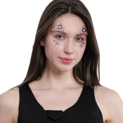Bijoux adhésifs pour visage - Yeux Rose/Bleu