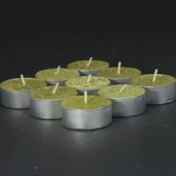 Blister de 9 Bougies Chauffe-Plat Texturées - Paillettes - Or