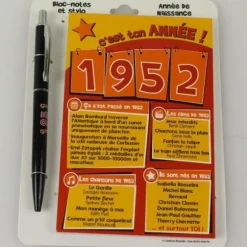 Bloc-notes et Stylo Année de naissance 1952