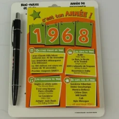 Bloc-notes et Stylo Année de naissance 1968