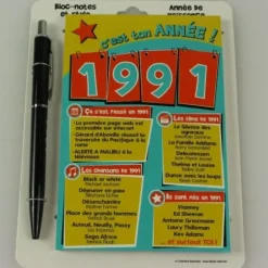 Bloc-notes et Stylo Année de naissance 1991