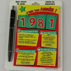 Bloc-notes et Stylo Année de naissance 1981
