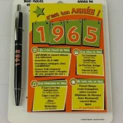 Bloc-notes et Stylo Année de naissance 1965