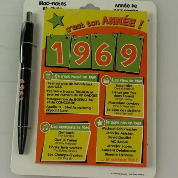 Bloc-notes et Stylo Année de naissance 1969