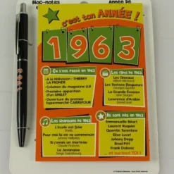 Bloc-notes et Stylo Année de naissance 1963