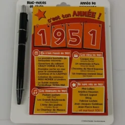 Bloc-notes et Stylo Année de naissance 1951