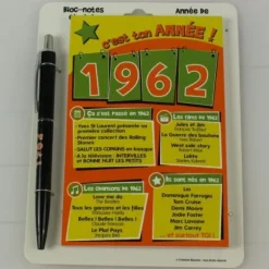 Bloc-notes et Stylo Année de naissance 1962